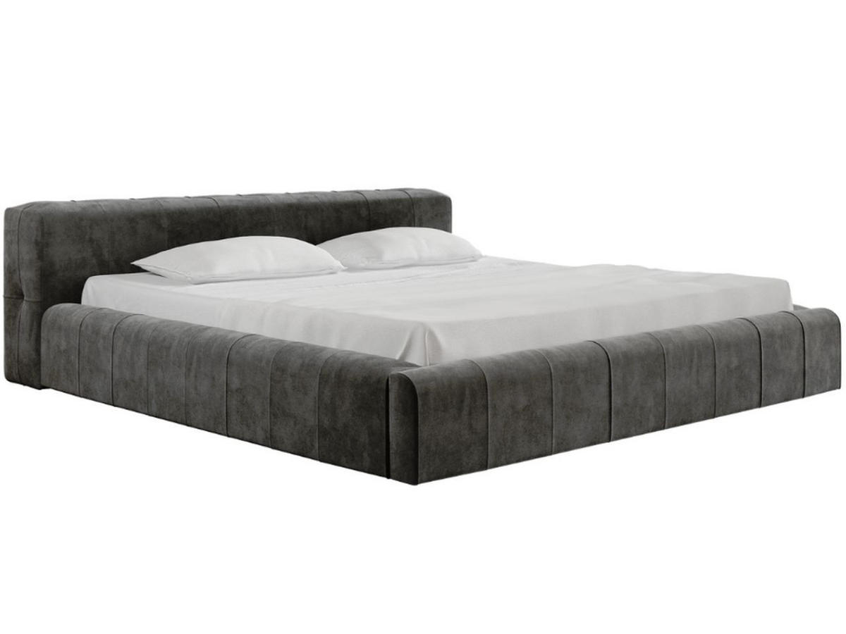 POLSTERBETT Lipari 140x200 Dunkelgrau - Dunkelgrau/Naturfarben, Holz/Textil (140/200cm) - Graingold