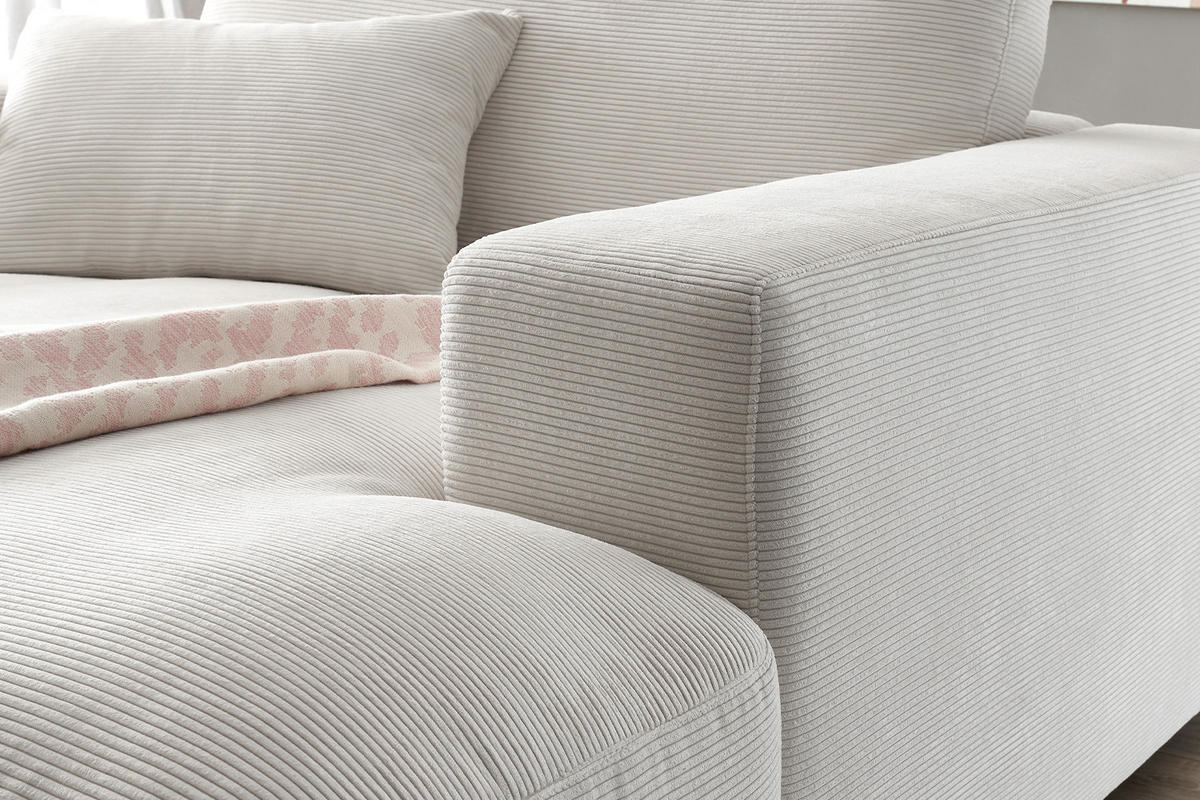 LONGSEAT MADELINE Weiß Cord - Schwarz/Weiß, Kunststoff/Textil (150/86/170cm) - KAWOLA