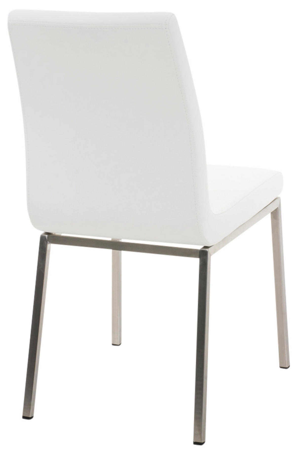 STUHL 2er Set Lederlook weiß - Edelstahlfarben/Weiß, Textil/Metall (40/88/50cm) - CLP