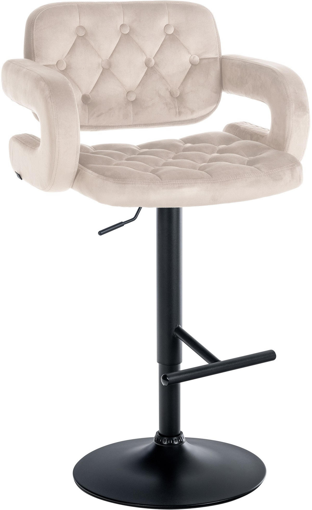 BARHOCKER Samt creme - Creme/Schwarz, Textil (62/103/55cm) - CLP