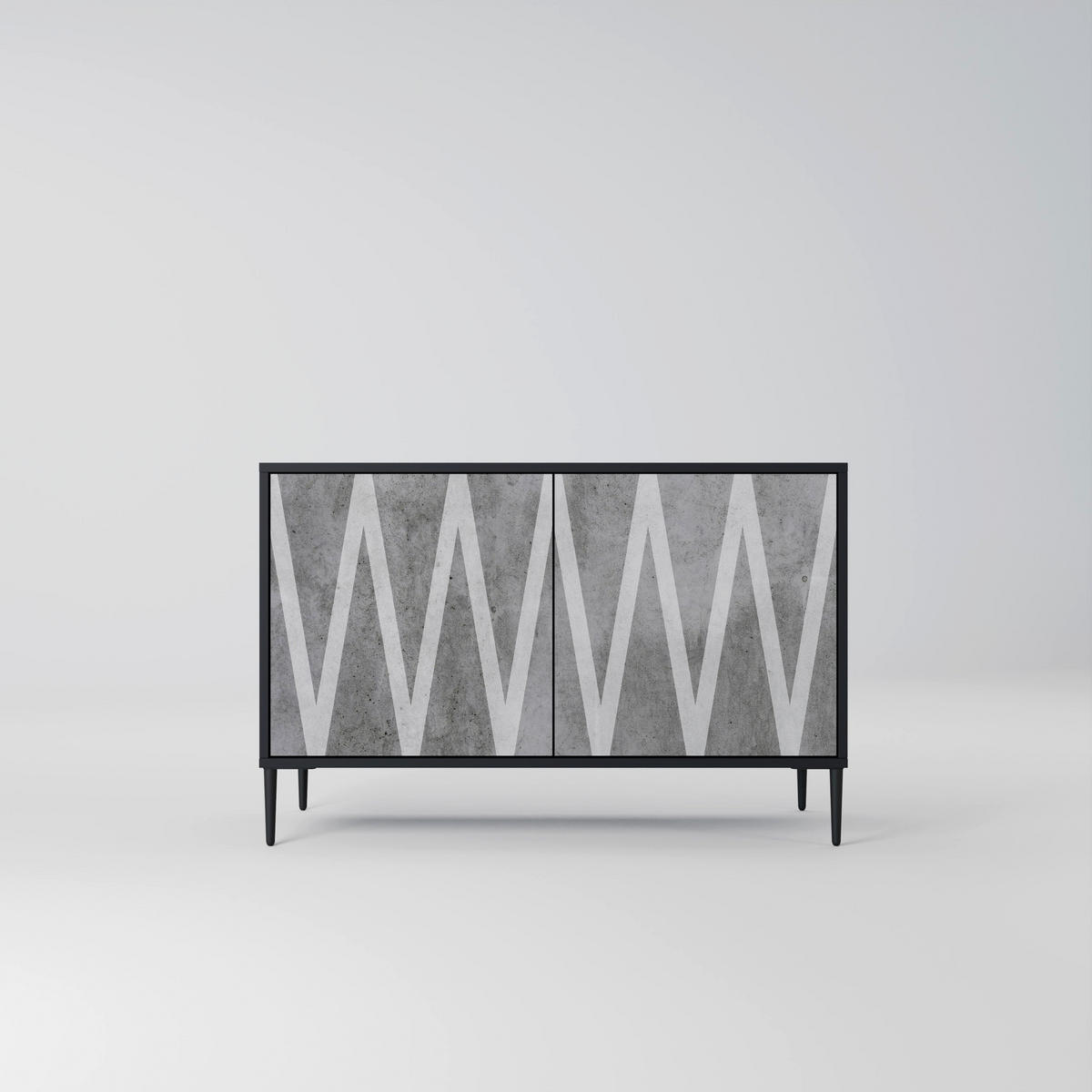 SIDEBOARD SOLID ZIG ZAG, Eicheneffekt, 111x42x77,5 cm, 2 Türen - Eichefarben/Buchefarben, Holzwerkstoff/Buchenholz (111/77.5/42cm) - SpaceRebels