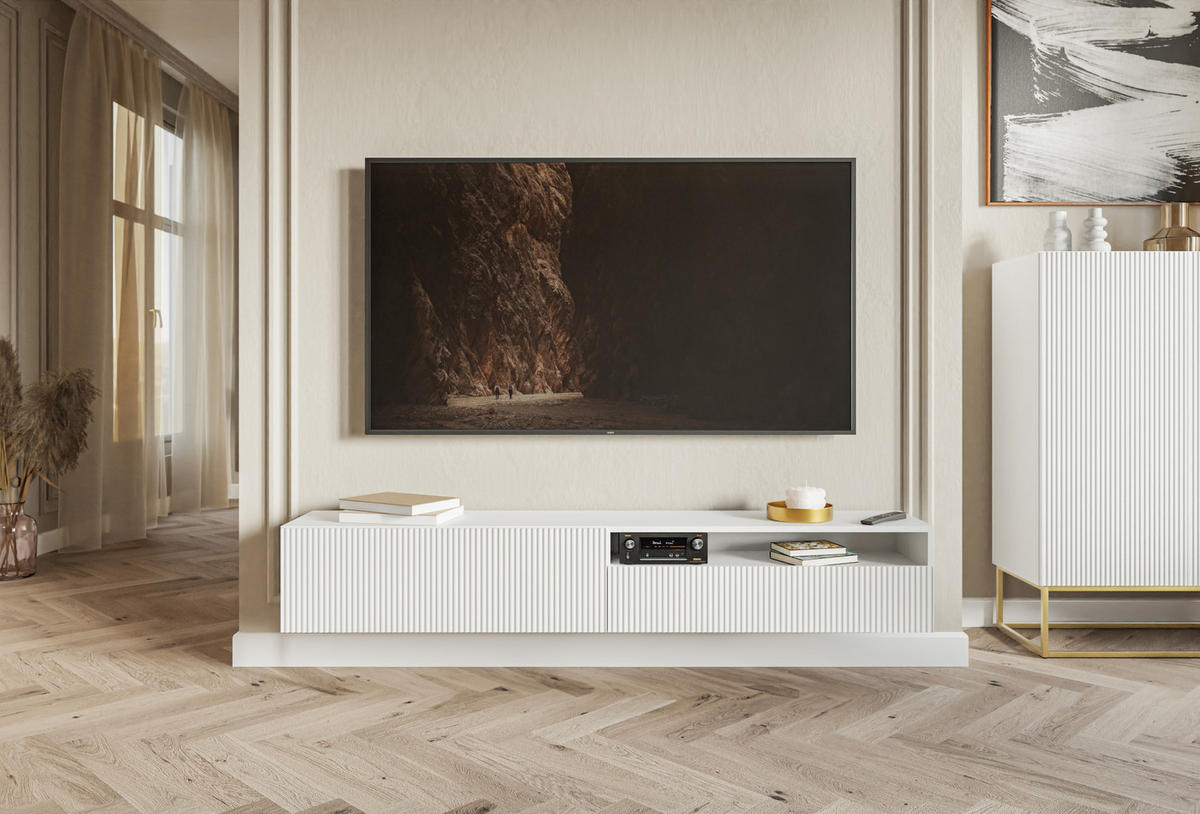 TV-HÄNGEBOARD Veldio Weiß mit offenem Fach 175 cm - Weiß, Holzwerkstoff (175/28.5/31.6cm) - Selsey