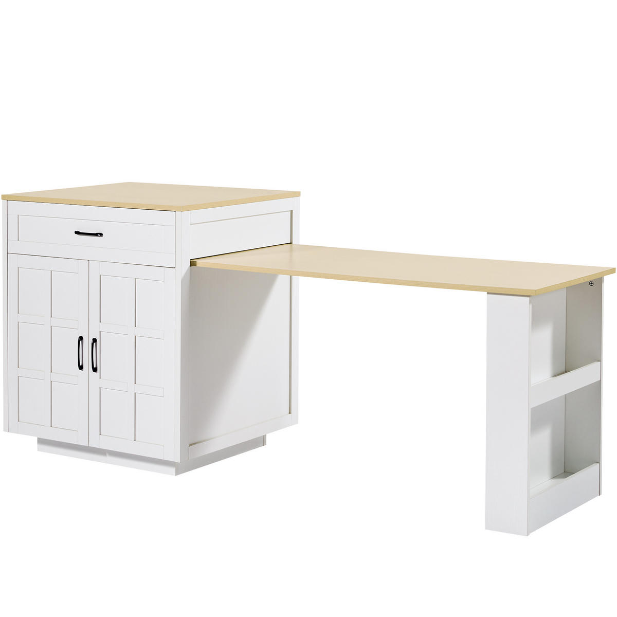 BARTISCH DE-41230 133-202/70/93,5 cm mit ausziehbarer Tischplatte und Stauraum Weiß - Weiß, Holzwerkstoff (133/93.5/70cm) - ComfortXL