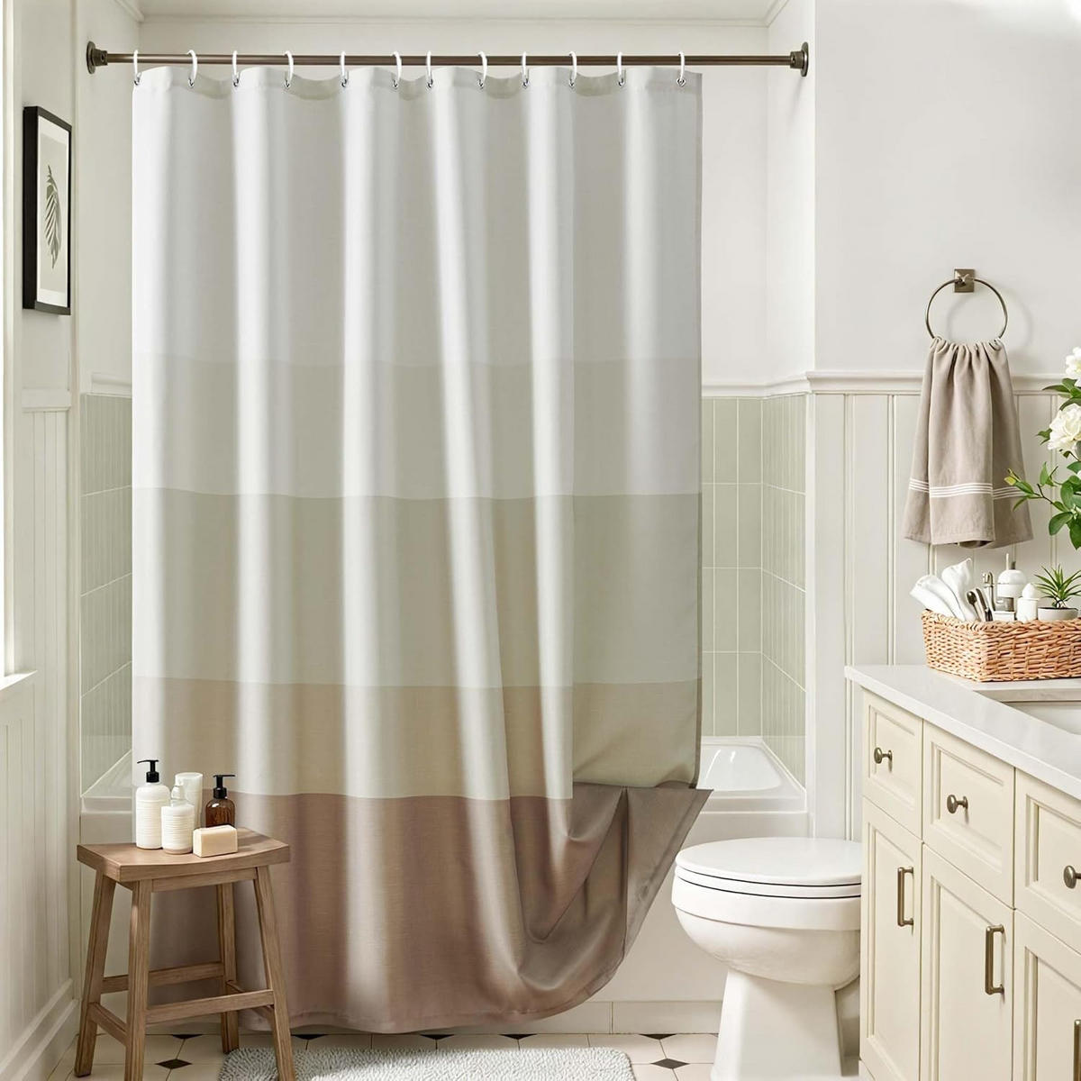 DUSCHVORHANG 180x180 cm mit 12 Haken - Grau, Textil (180/180cm) - Kaket