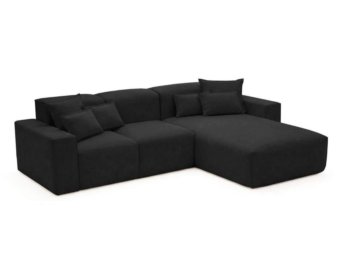 ECKSOFA Leni Schwarz Rechts - Schwarz, Holz/Textil (180/265cm) - Graingold