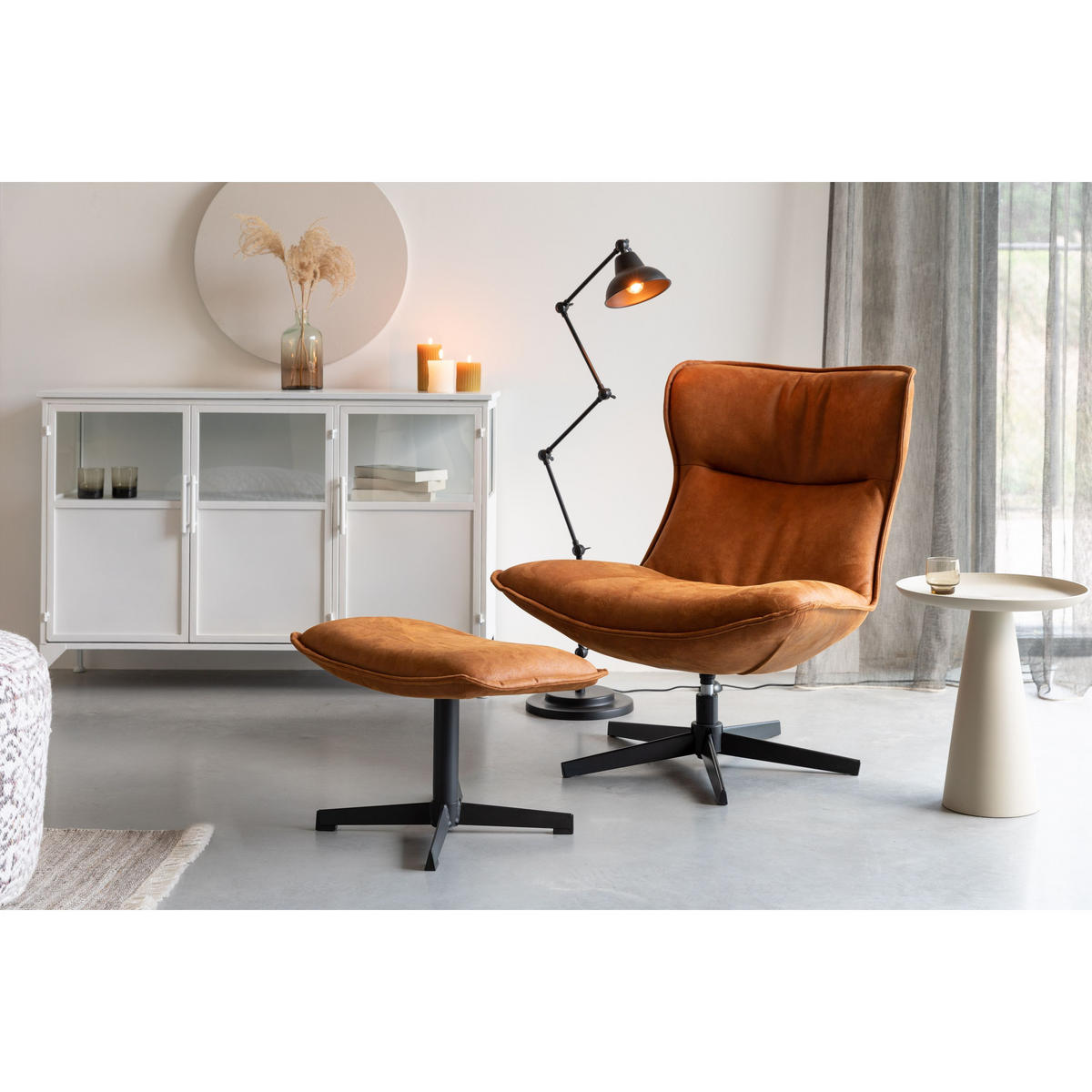 FUSSHOCKER John Fußhocker Cognac - Braun, Kunststoff (60/38/40cm) - Housecraft Living