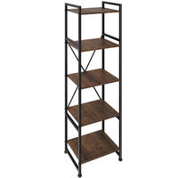 REGAL Manchester,inklusive Kippschutz, 47,5 x 34,5 x 151,5 cm,Industrial Holz dunkel, rustikal - Rostfarben, Holz (34.5/151.5/47.5cm) - tectake