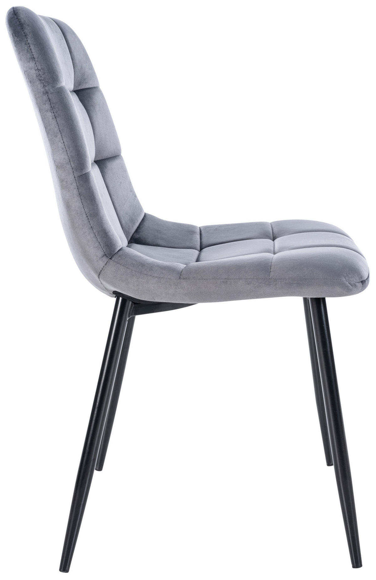 ESSZIMMERSTUHL Atina Samt, Gestell Metall Schwarz Dunkelgrau - Dunkelgrau/Schwarz, Textil/Metall (45/84/55cm) - TPFLiving