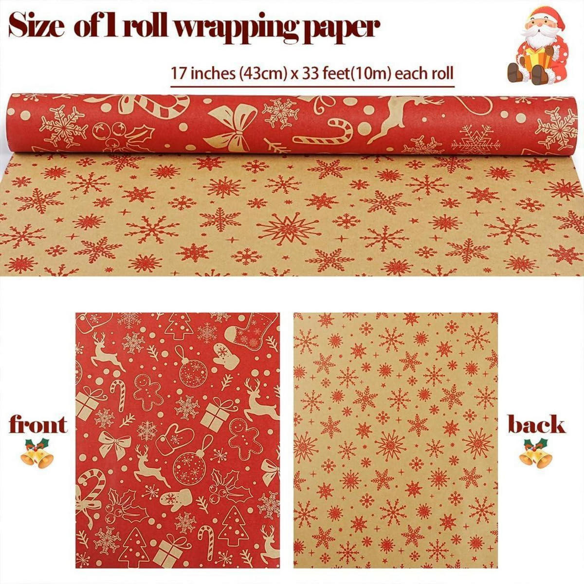GESCHENKPAPIER Rolle Weihnachten Rot Braun 43 cm x 10 m - Multicolor, Papier (43/0.1/1000cm)
