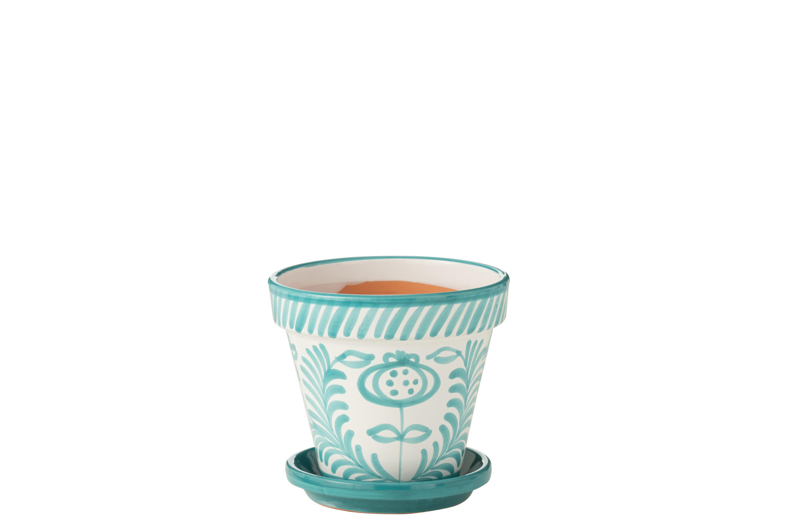 BLUMENTOPF GRANADA PATTERN - Töpferei - Aqua - M - Ø 27 cm - Multicolor, Keramik (27/25cm) - J-Line
