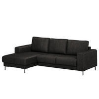 ECKSOFA mit Longchair - Silberfarben/Schwarz, Textil/Metall (236/147cm) - home24