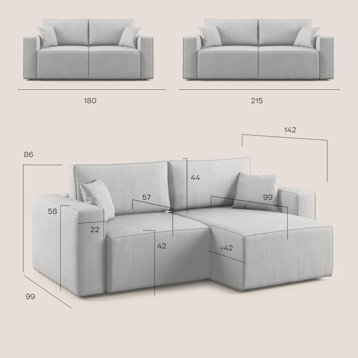 LINEARSOFA Morfeo - Türkis, Textil (180/86/99cm) - Divani.store
