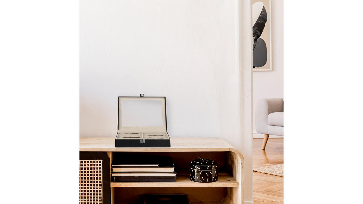 BRILLENBOX - Multicolor, Glas/Holzwerkstoff (33.5/8.5/24.5cm) - Relaxdays