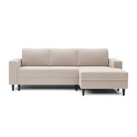ECKSOFA Nalika Cremeweiß Velours - Creme/Schwarz, Holz/Textil (230/143cm) - Selsey