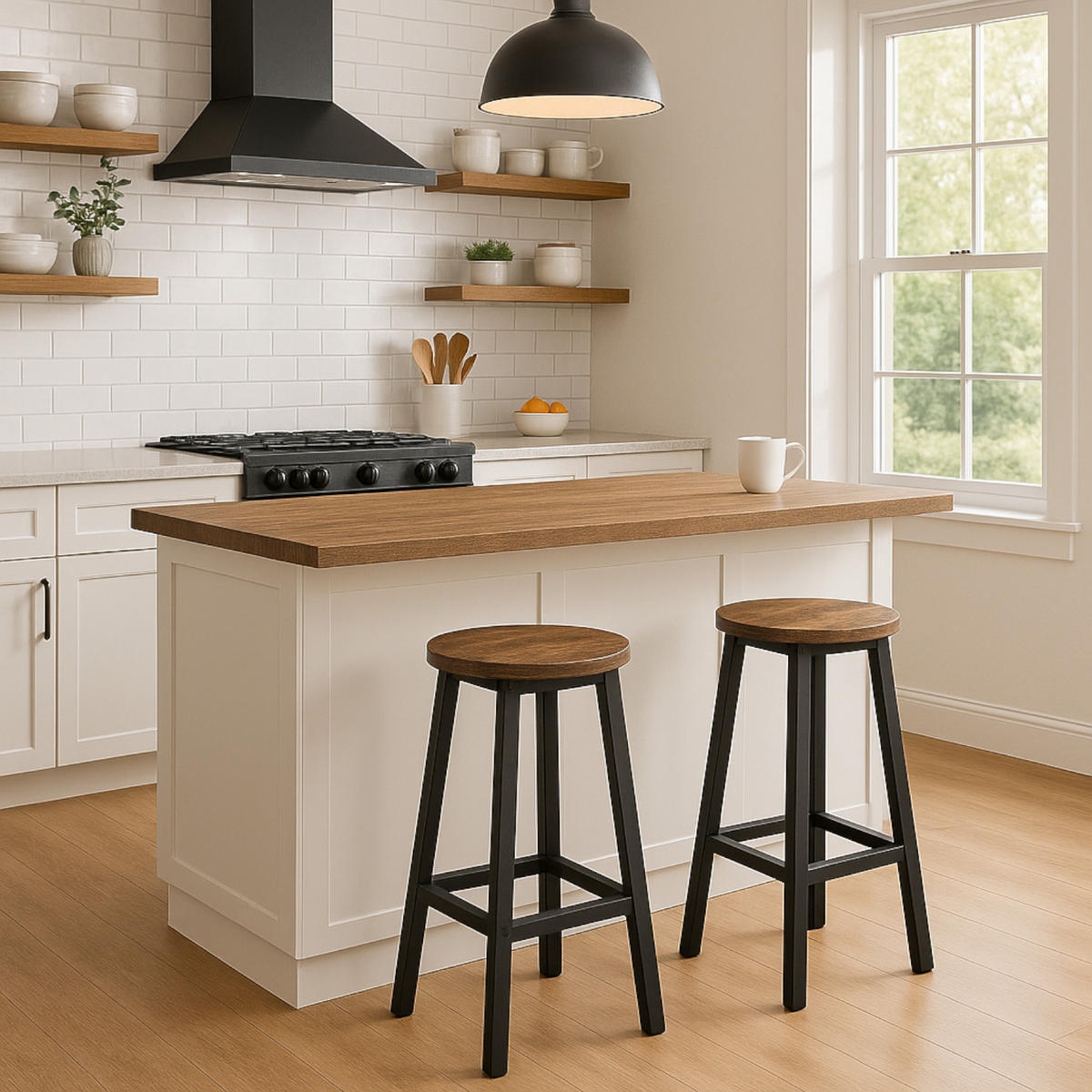 BARHOCKER 2er-Set Metall Dunkelbraun - Dunkelbraun, Holzwerkstoff (32/65/32cm) - Begryf