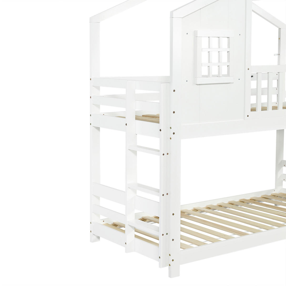 ETAGENBETT Mit Kinderrutsche Weiß 90x200cm - Weiß, Holz (90/200cm) - ComfortXL