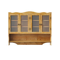 KÜCHENOBERSCHRANK 100x20x80 cm Naturfarben aus Massivholz & Glas mit 4 Türen & Haken - Naturfarben, Holz (100/80/20cm) - Modfu