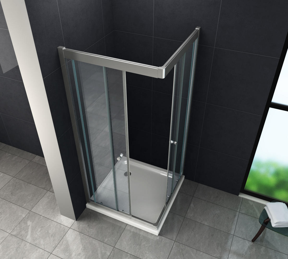 DUSCHKABINE SLIDE Klar 90 x 90 x 195 cm 6 mm ESG - Klar, Glas (90/90/195cm) - Glasdeals