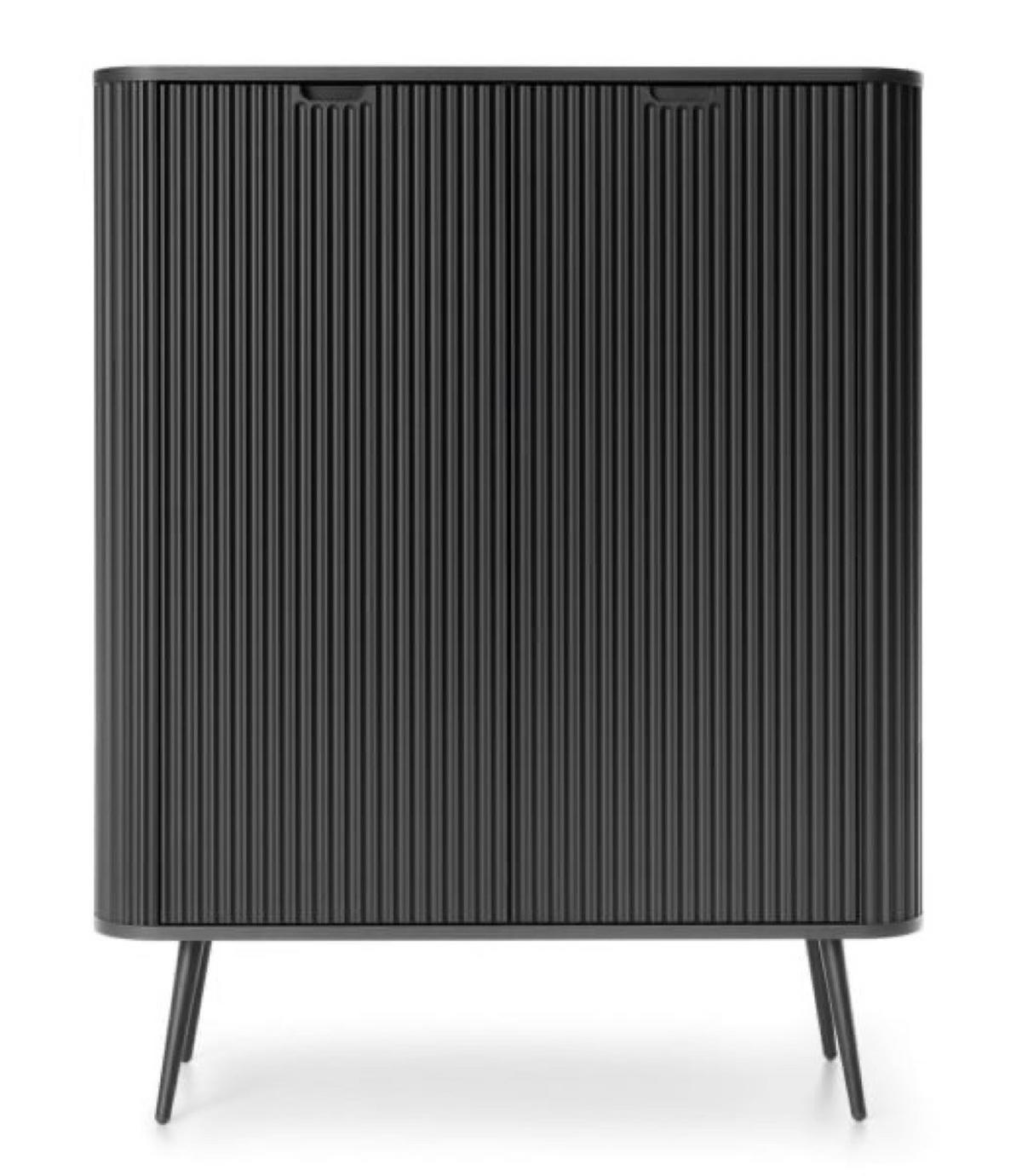 KOMMODE Schwarz K103 Hoch Gefräst - Schwarz, Holzwerkstoff (103/129/39cm) - Sepro Meble