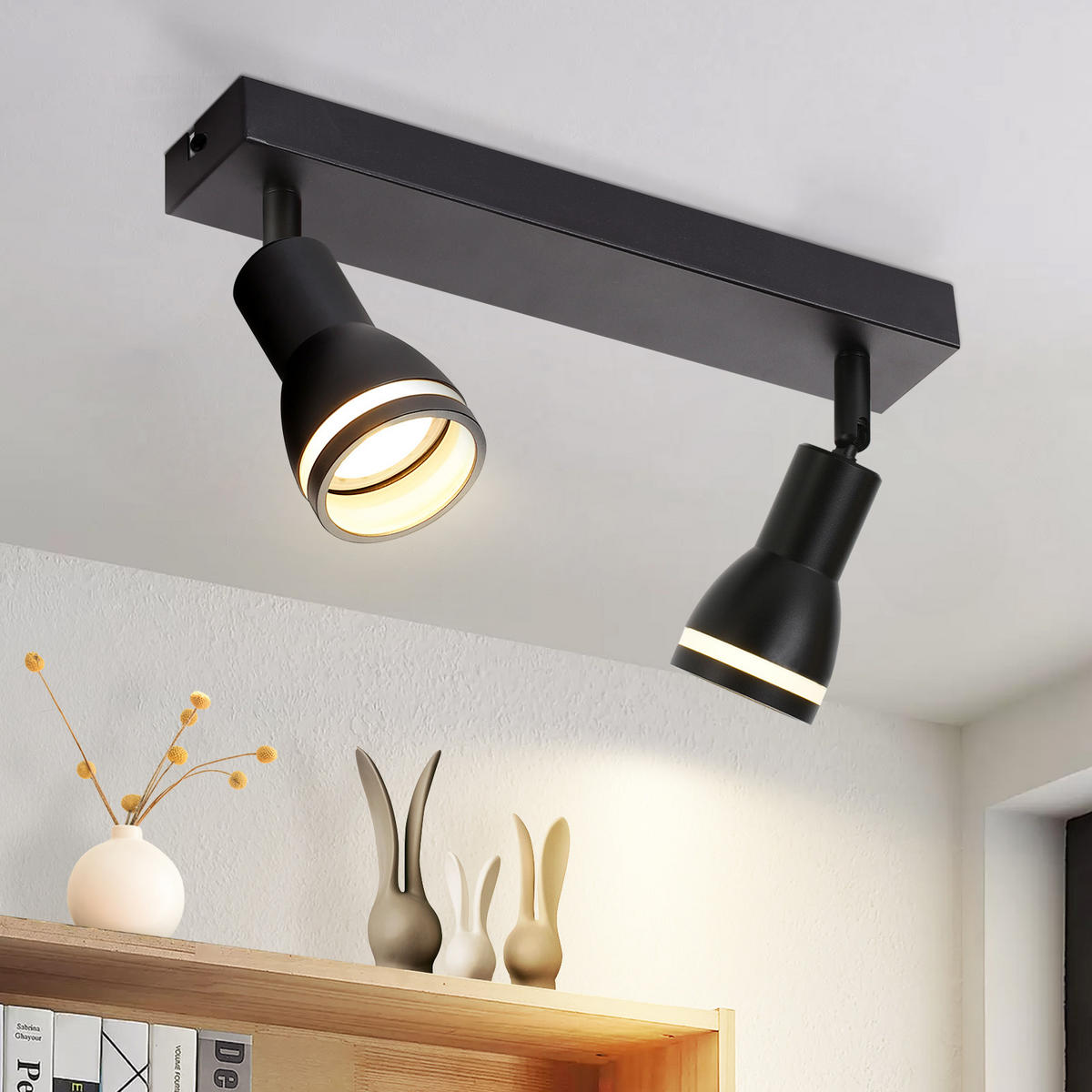 STRAHLER Homburg 2-flammig 30/5/15.7 cm - Schwarz, Metall (30/5/15.7cm) - Nettlife