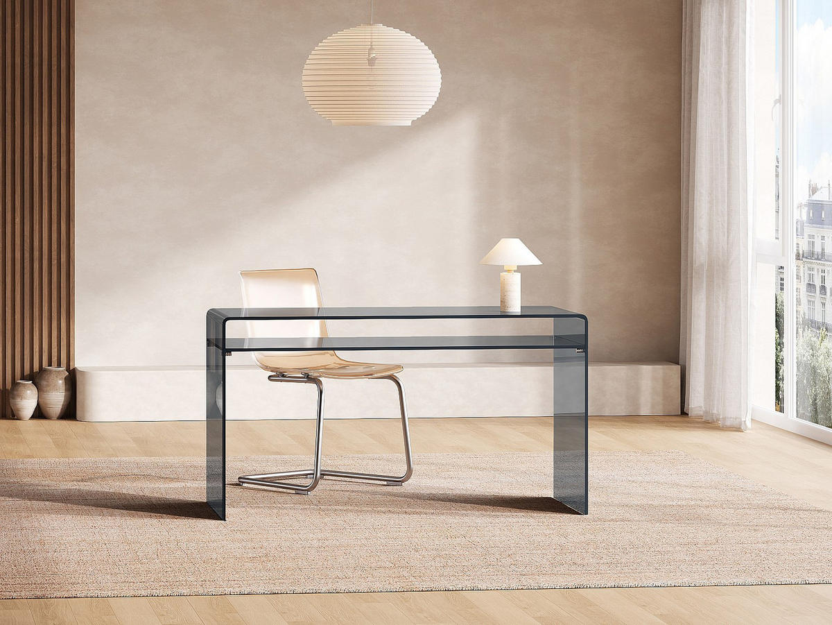 SCHREIBTISCH - 120 cm x 60 cm - glas - anthrazitgrau Stileos - Anthrazit, Glas (120/60/75cm) - Vente-Unique