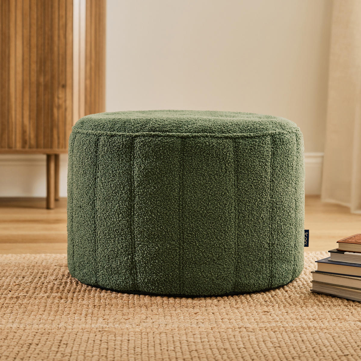 POUF aus Boucle Milano - Olivgrün, Textil (55/35/55cm) - icon