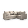 ECKSOFA LIRENO R-S Beige Plüsch-Stoff mit Schlaffunktion - Beige, Holz (220/153cm) - MASSENO
