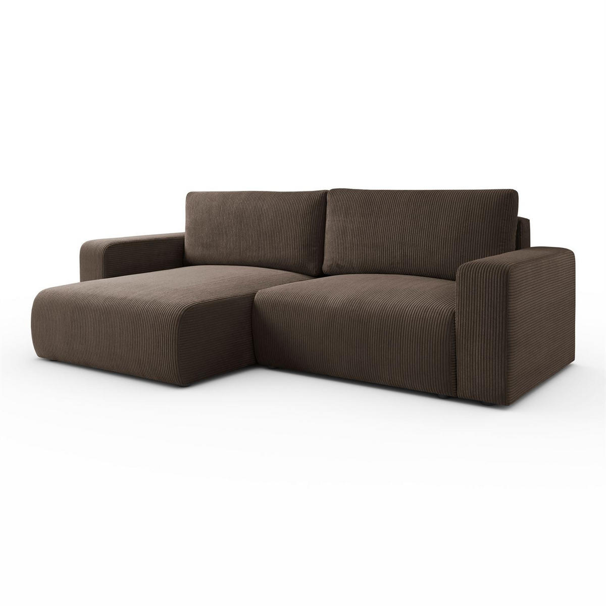 ECKSOFA OPERA L-Form mit Schlaffunktion und Bettkasten, Poso 06 - Braun, Textil (247/143cm) - Lookway