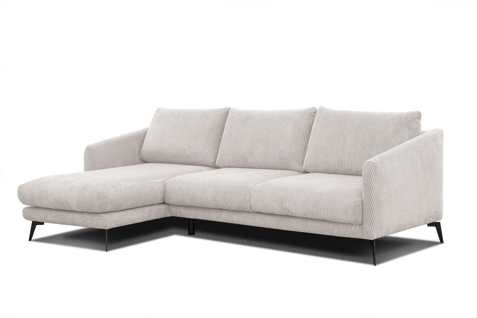 ECKSOFA VILT 4-Sitzer, weiß - Schwarz/Weiß, Holzwerkstoff/Textil (156/255cm) - Courtois Laville