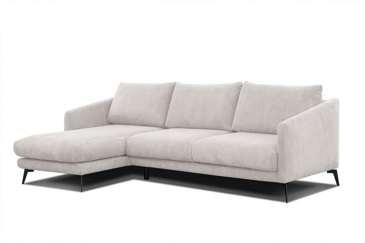 ECKSOFA VILT 4-Sitzer, weiß - Schwarz/Weiß, Holzwerkstoff/Textil (156/255cm) - Courtois Laville