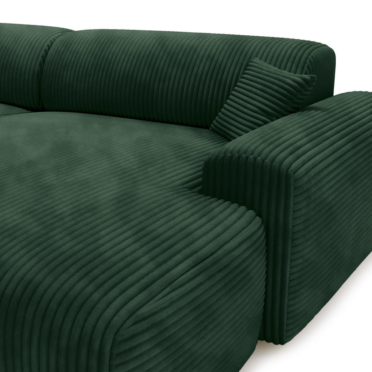ECKSOFA mit Longchair - Cord - Schwarz/Grün, Kunststoff/Textil (284/178cm) - home24
