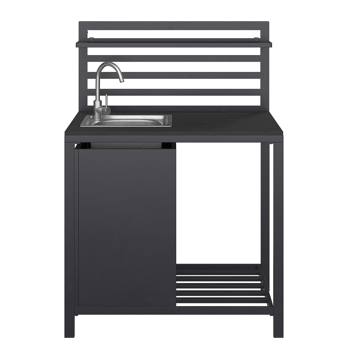 GARTENSPÜLTISCH - Aluminium / Kunststoff - Schwarz - Schwarz, Kunststoff/Metall - home24