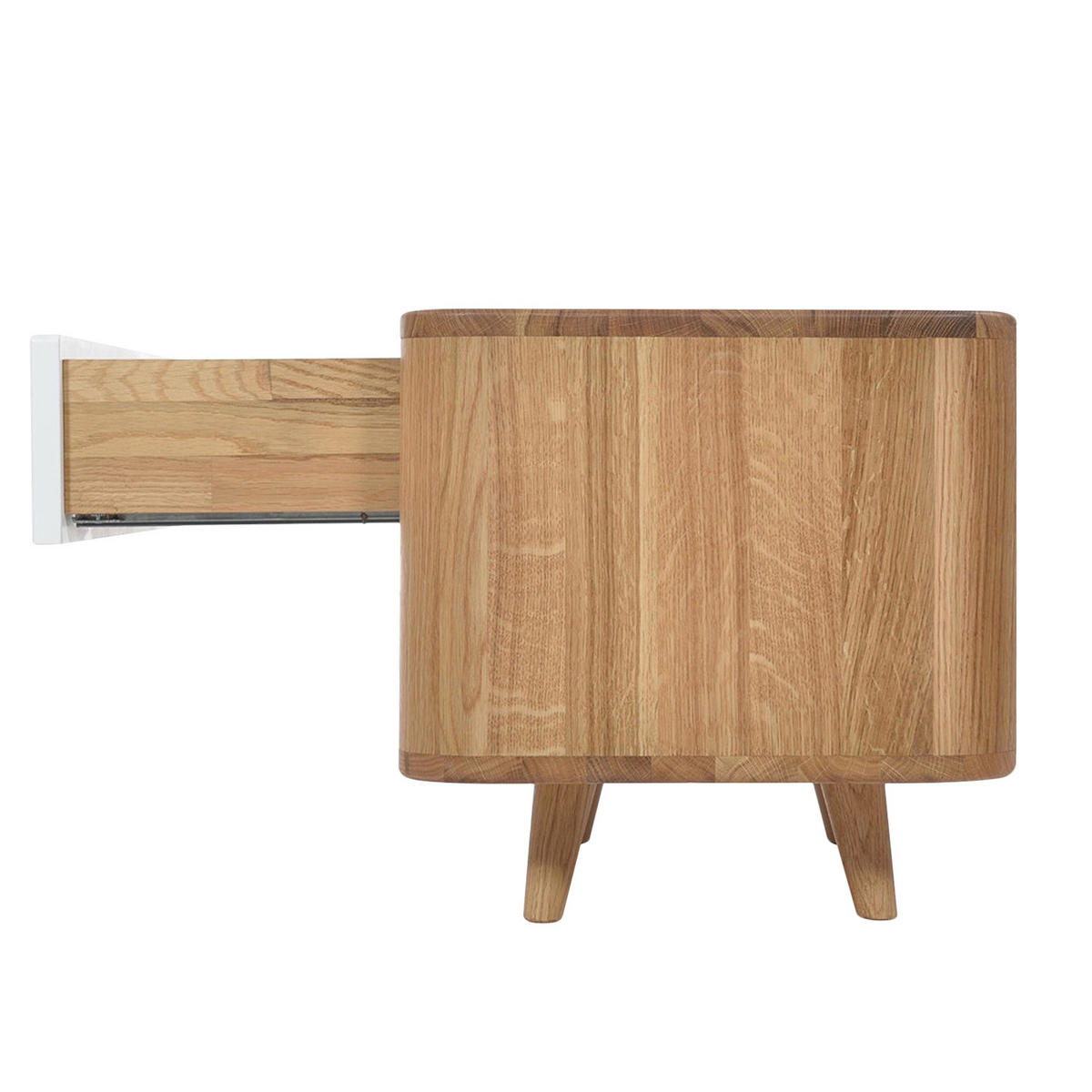 NACHTKOMMODE - Wildeiche teilmassiv - Wildeiche / Weiß - Weiß, Holz/Holzwerkstoff (60/40/42cm) - home24