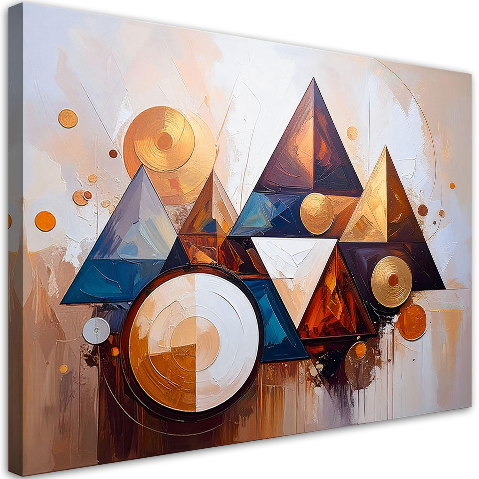 LEINWANDBILD Bunte Abstraktion Dreiecke 100x70cm - Beige, Textil (100/70cm) - Feeby