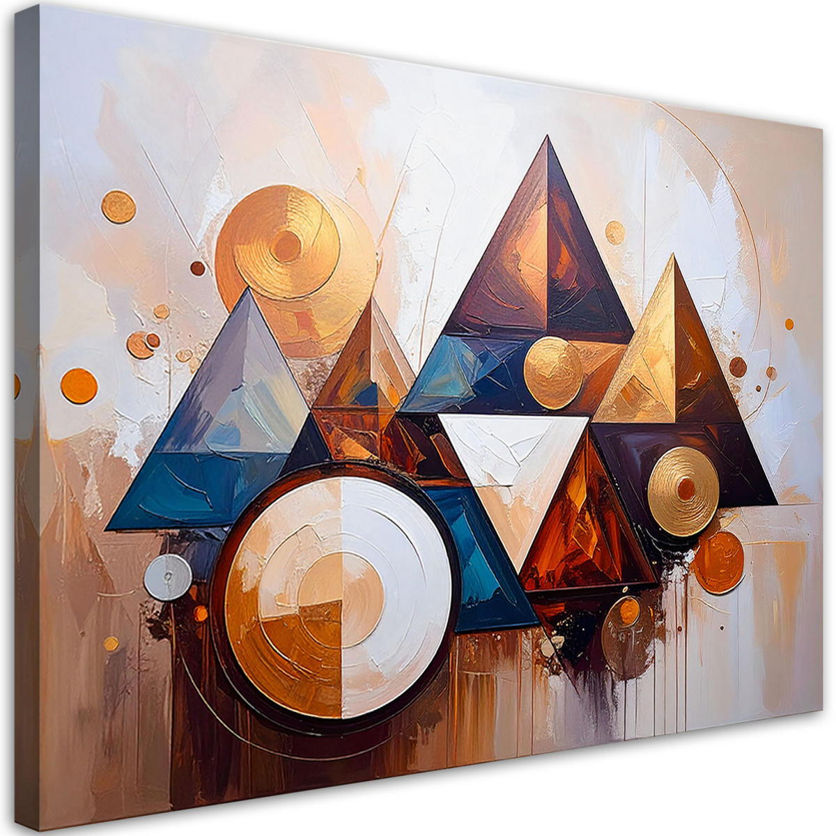 LEINWANDBILD Bunte Abstraktion Dreiecke 100x70cm - Beige, Textil (100/70cm) - Feeby