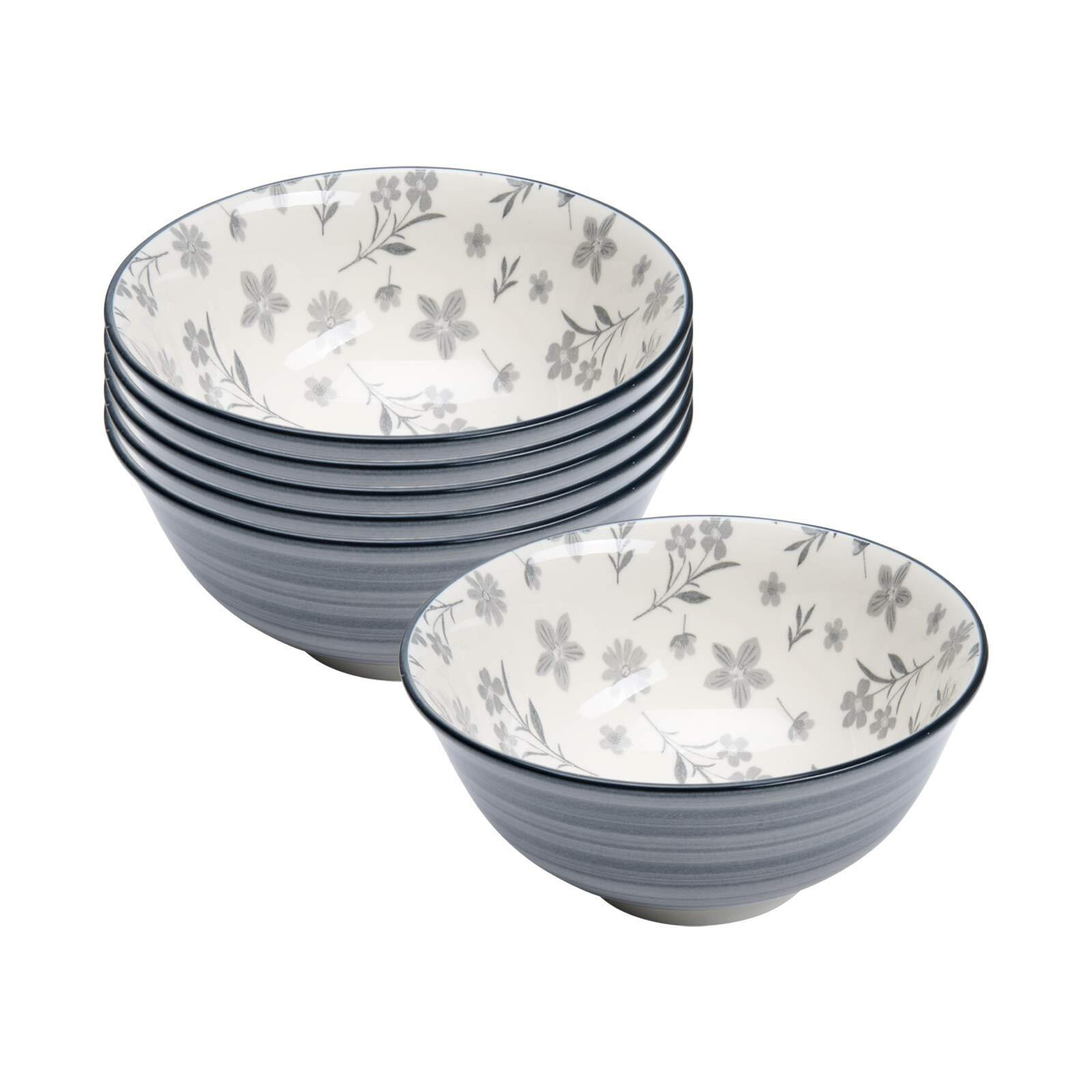 MÜSLISCHALEN Sendai Blume grau ø 15,5 cm 6er Set - Grau, Keramik (15.5cm) - Ritzenhoff Breker