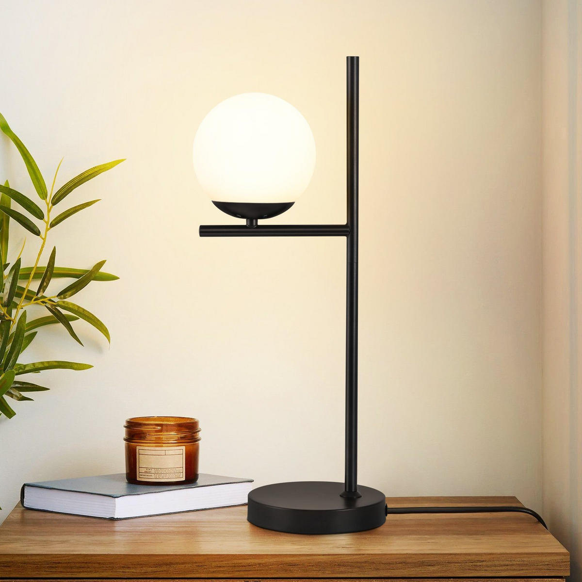 TISCHLAMPE Zara 26/21/30 cm - Schwarz, Metall (26/21/30cm) - ZMH