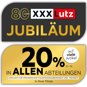 80 Jahre Jubiläum - 20% zusätzlich auf viele Artikel in Ihrer Filiale und in allen Abteilungen exklusiv für Freundschaftskarteninhaberinnen und -inhaber