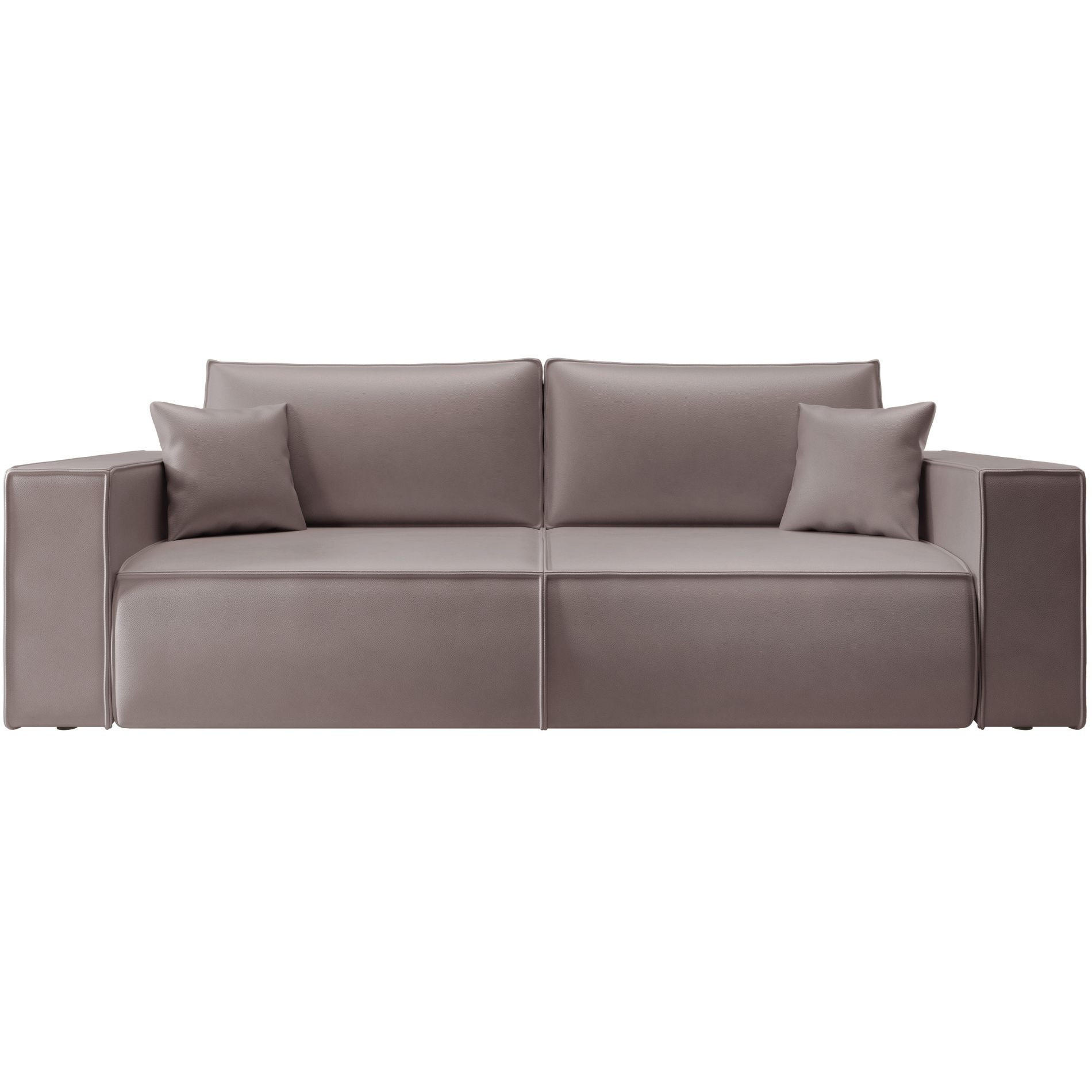 3-SITZER SCHLAFSOFA Farese Cuero Dunkelbeige, Kunstleder - Beige/Schwarz, Kunststoff/Textil (257/86/102cm) - Selsey