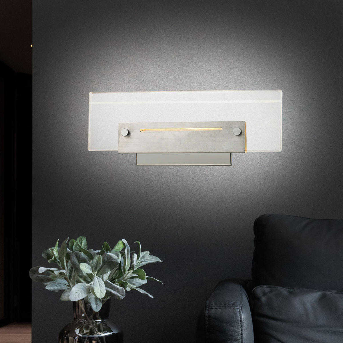 LED WANDLEUCHTE Metall Chrom Silber - Silberfarben, Metall (11/5.5/26cm) - Esto