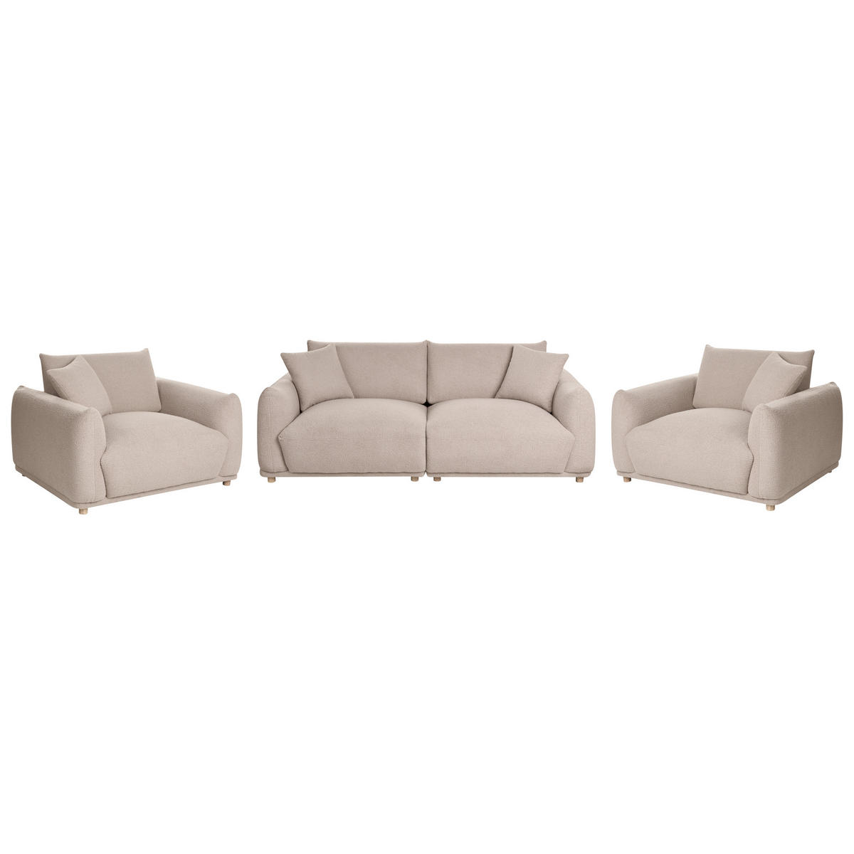 SET CANAPELE cu 5 locuri bouclé bej Jubek - bej, material textil (220/75/104cm) - Beliani