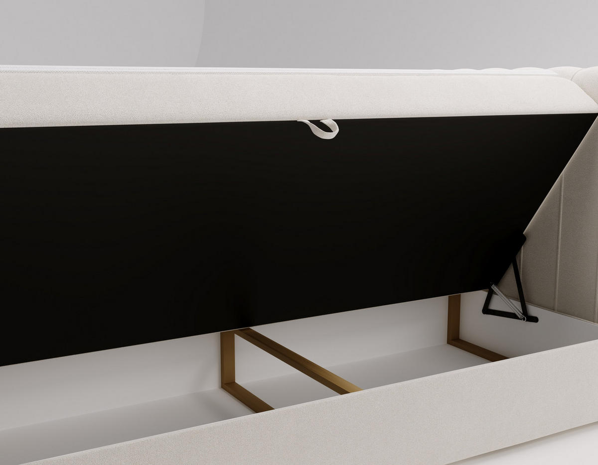 BOXBETT OSLO mit Bettkasten Stoff Komodo Beige 160x200 cm - Beige, Holz (160/200cm) - Kaiser Möbel
