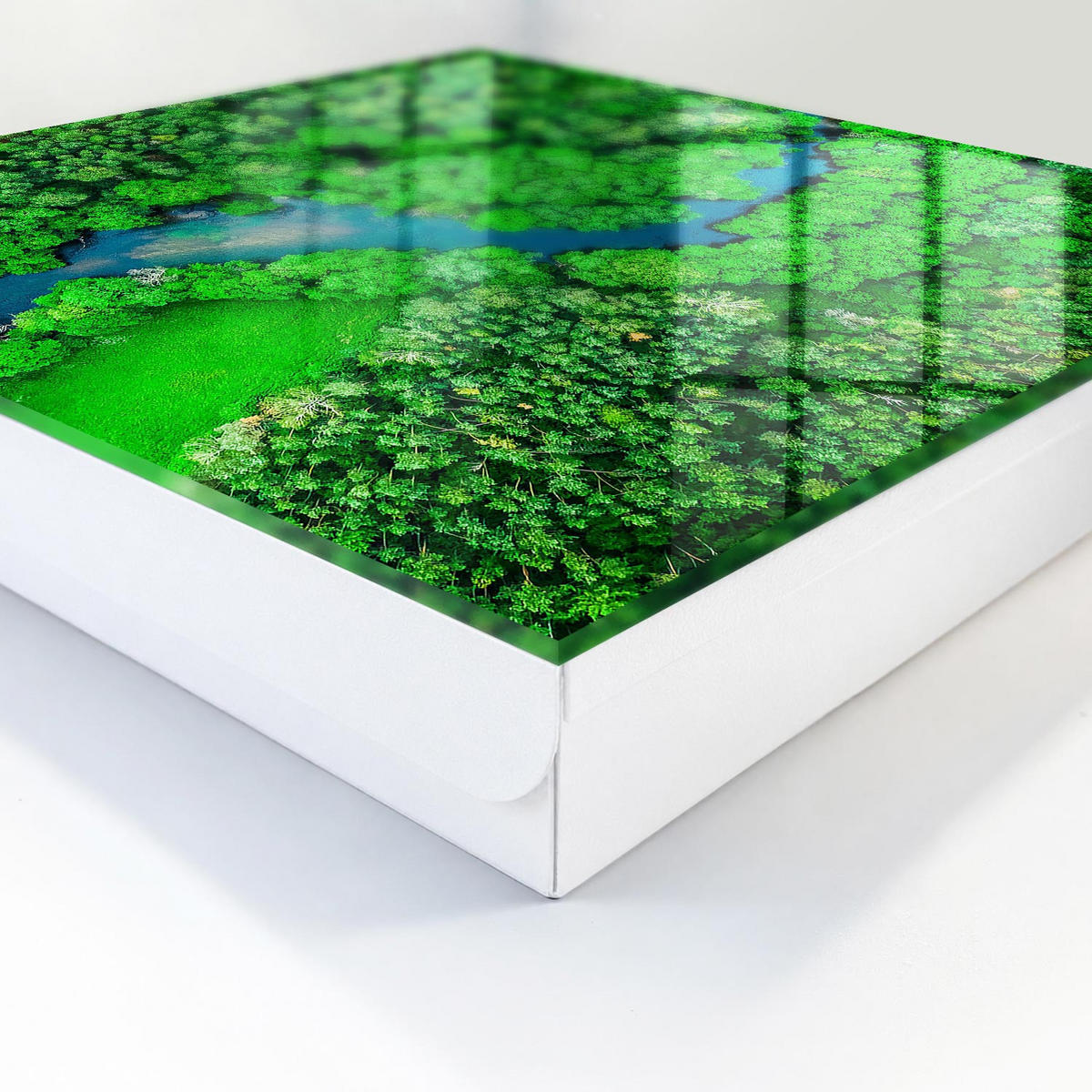 SCHLÜSSELBOX Weiß 30x30 cm – Türöffnung nach rechts - Grüne Wälder - Grün, Metall (30/30/5cm) - TULUP