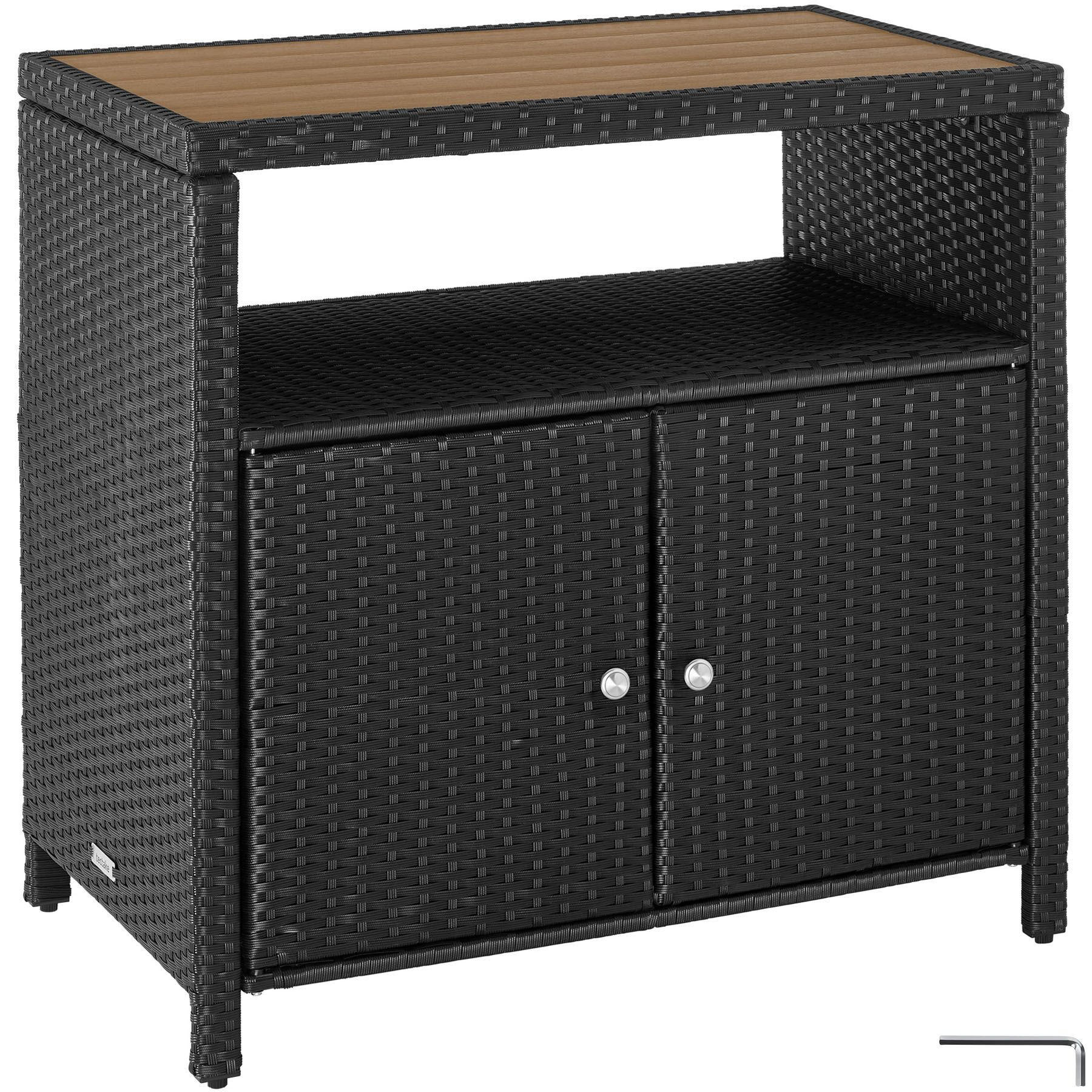 GARTENSCHRANK Monscia, höhenverstellbare Füße, 90 x 55,5 x 87 cm, schwarz - Schwarz, Kunststoff (90/97/55.5cm) - tectake