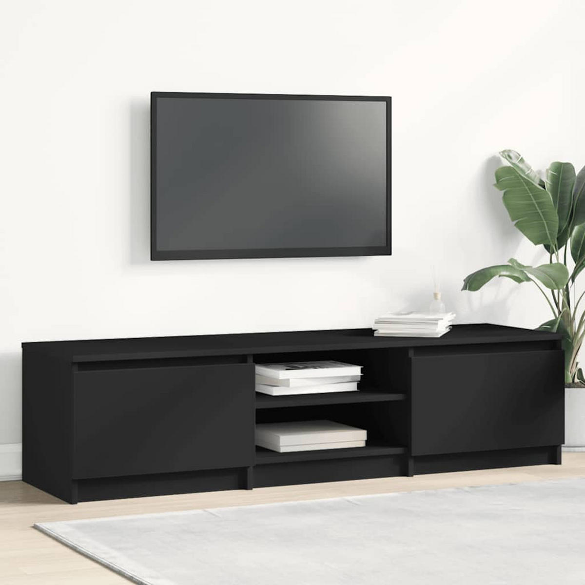 TV-SCHRANK Schwarz 140x40x35,5 cm Holzwerkstoff - Schwarz, Holzwerkstoff (140/35.5/40cm) - furnicato