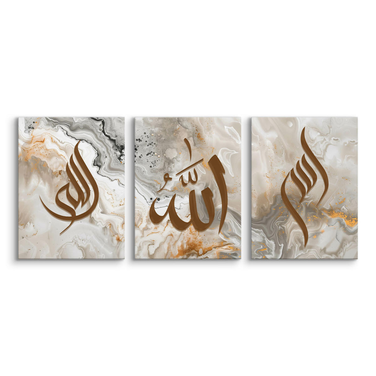 LEINWANDBILDER 3-es Set Symbole Marmor - Beige/Schwarz, Textil (90/40cm) - Muralo