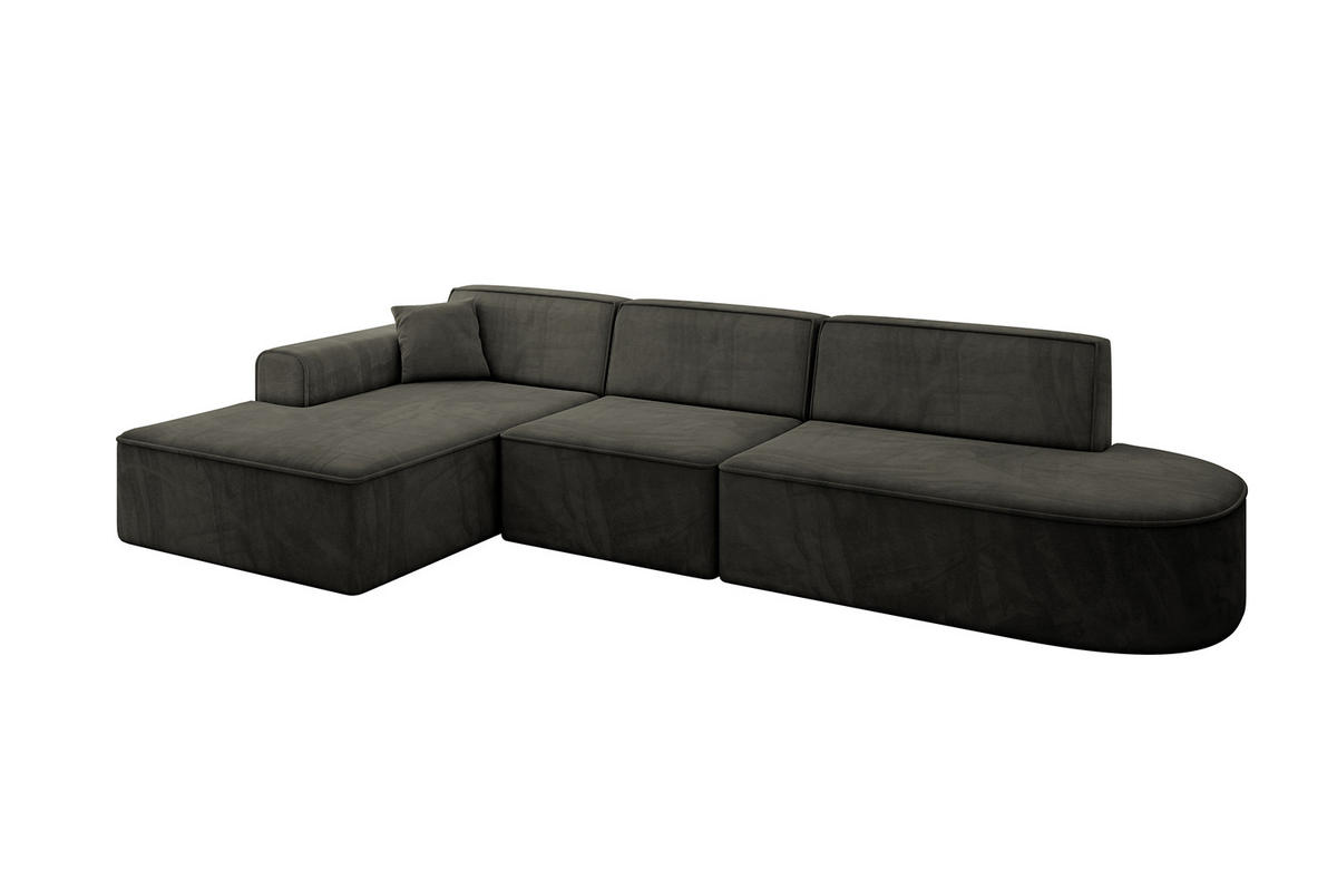 ECKSOFA Ottomane Links IREA-L2-v3 - 328x171x79 cm Schwarz - Schwarz, Holzwerkstoff/Textil (328/171cm) - ALTDECOR