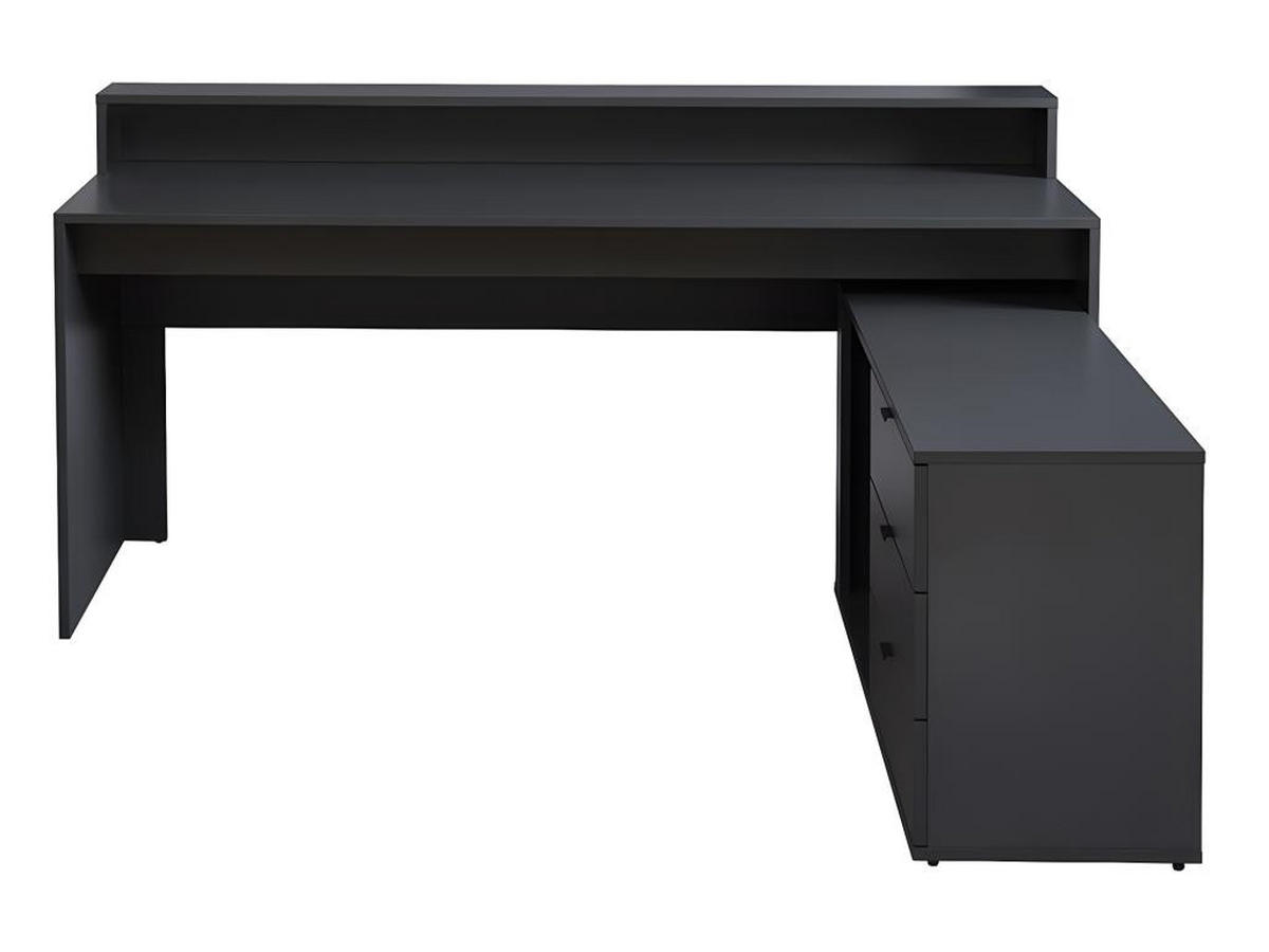 GAMING-ECKSCHREIBTISCH mit Stauraum & LEDs - MDF - Grau - NEHA - Anthrazit, Holz (180/120/90cm) - Vente-Unique