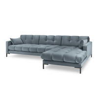 ECKSOFA rechts Mamaia aus Samt hellblau 5 Sitzplätze - Hellblau, Textil (185/293cm) - Micadoni
