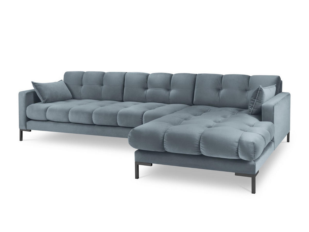 ECKSOFA rechts Mamaia aus Samt hellblau 5 Sitzplätze - Hellblau, Textil (185/293cm) - Micadoni